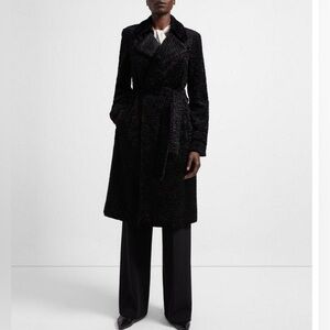 Theory Faux Astrakhan Fur Wrap Coat